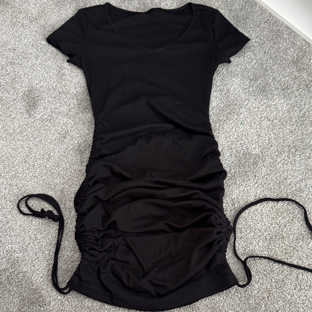 SHEIN Black Ruched Mini Dress
